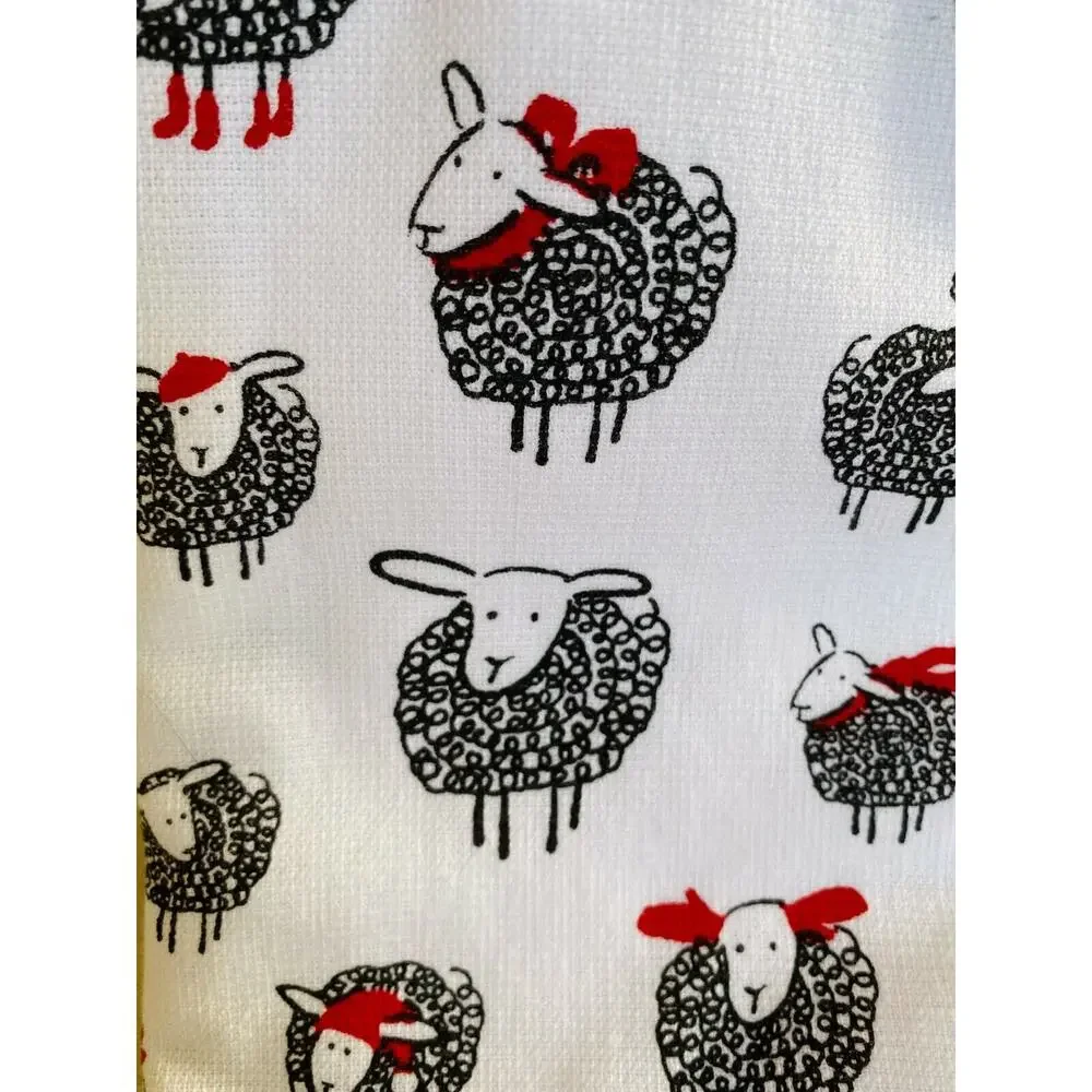 NWT Holiday Christmas Black & White Sheep 2 piece Kitchen Tea Towel Set Gift